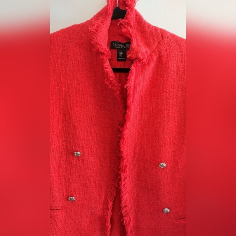 Rachel Zoe Red Tweed Longline Blazer M - Picture 5 of 11